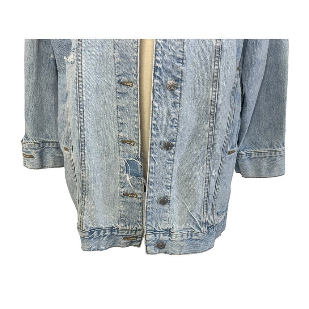 Japanese TIGER Sunset Retro Distressed Denim Jacket Oversized Distressed Sz SP - Picture 5 of 13